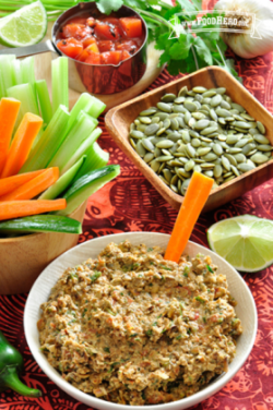 bowl of dip with vegetables