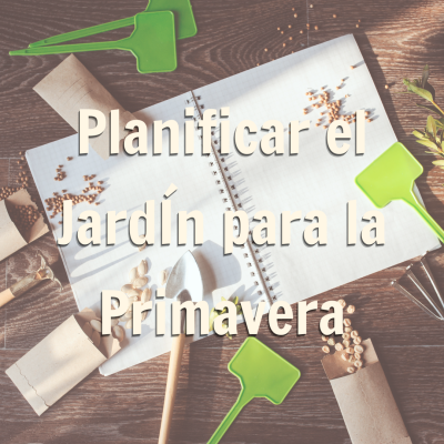 promoción de blog mostrando un calendario y semillas para planificar su jardín para la primavera