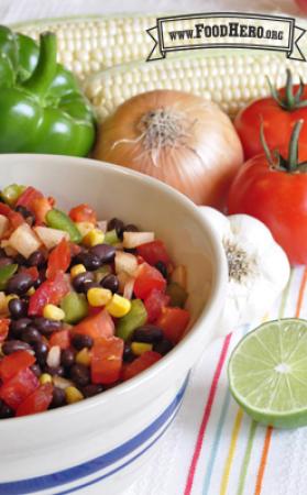 Colorful vegetable bean salsa.