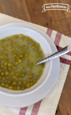 Bowl of creamy Green Pea soup.