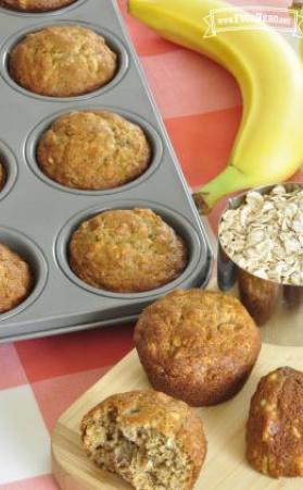 Display of Banana Oatmeal Muffins recipe