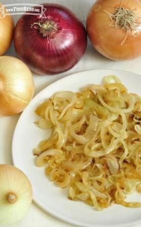 Browned onions on a plate.