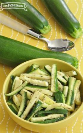 Bowl of zucchini spears.
