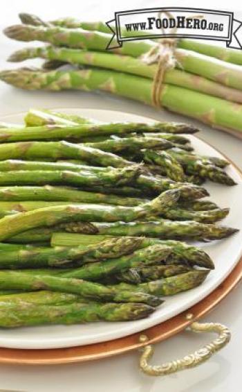 Plate of tender asparagus.