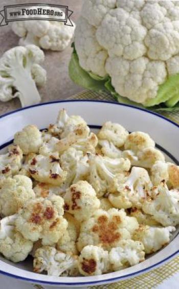 Bowl of slightly browned baked cauliflower.