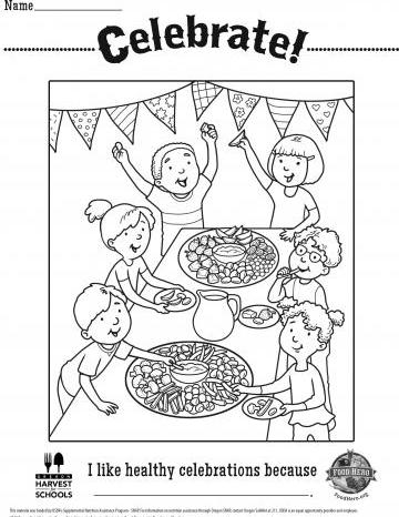 Healthy Celebrations Coloring Sheet - English