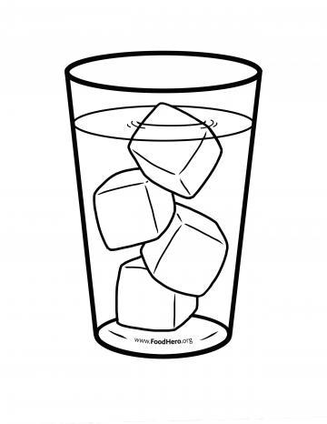 Water Glass with Ice Blackline
