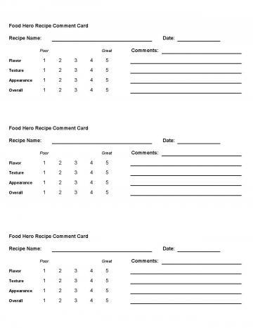 Comment Card - English