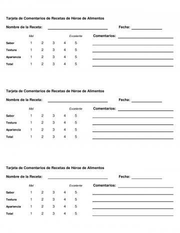 Comment Card - Spanish
