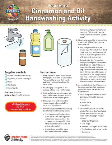 Cinnamon and Oil Handwashing Activity Sheet