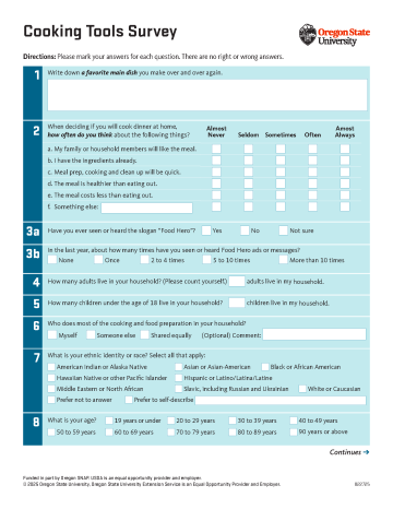 Cooking Tools Survey (3 pages) - English