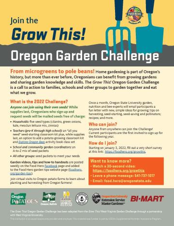 Grow This! Oregon Garden Challenge 2022 Flyer
