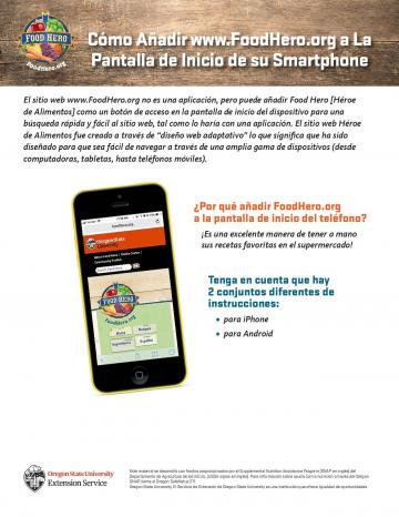 Cómo Añadir www.FoodHero.org a La Pantalla de Inicio de su Smartphone