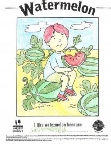Watermelon Colored In Coloring Sheet
