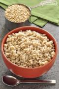 Cooked barley in a bowl.